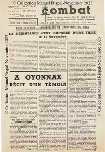 Défilé des maquisards et cérémonie du 11 novembre 1943 à Oyonnax (Ain)